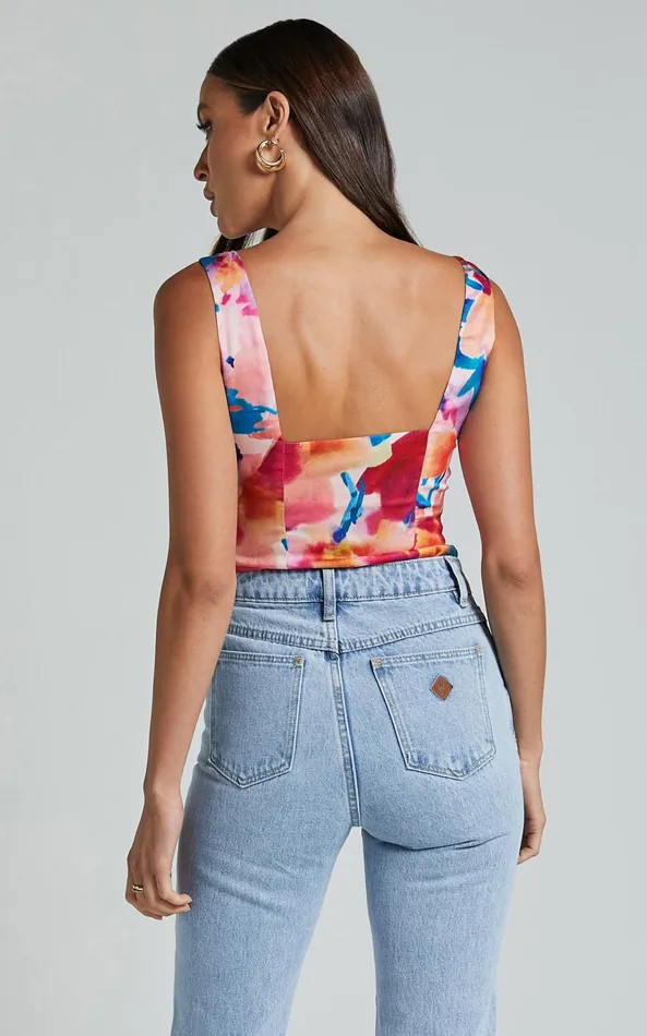 Showpo Davian Top 8211 Wide Strap Straight Neck Corset In Multi Women Tops