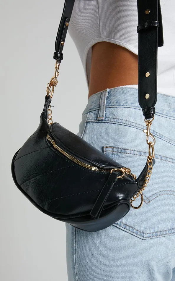 Showpo Dawson Crossbody Bag In BlackGold Women Bags