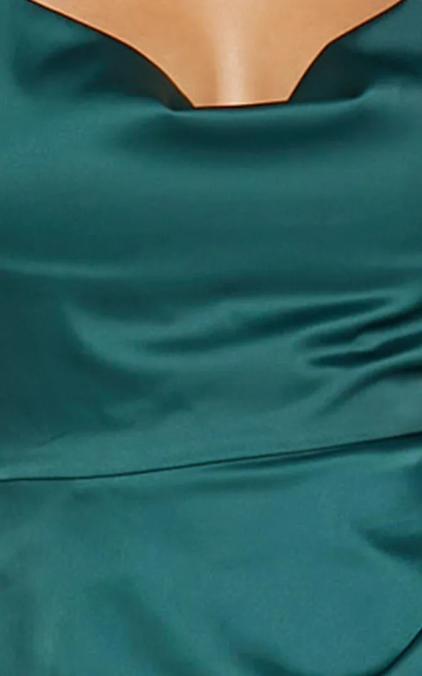 Showpo Dazzling Lights Midi Dress In Emerald Satin Women Curve Clothes