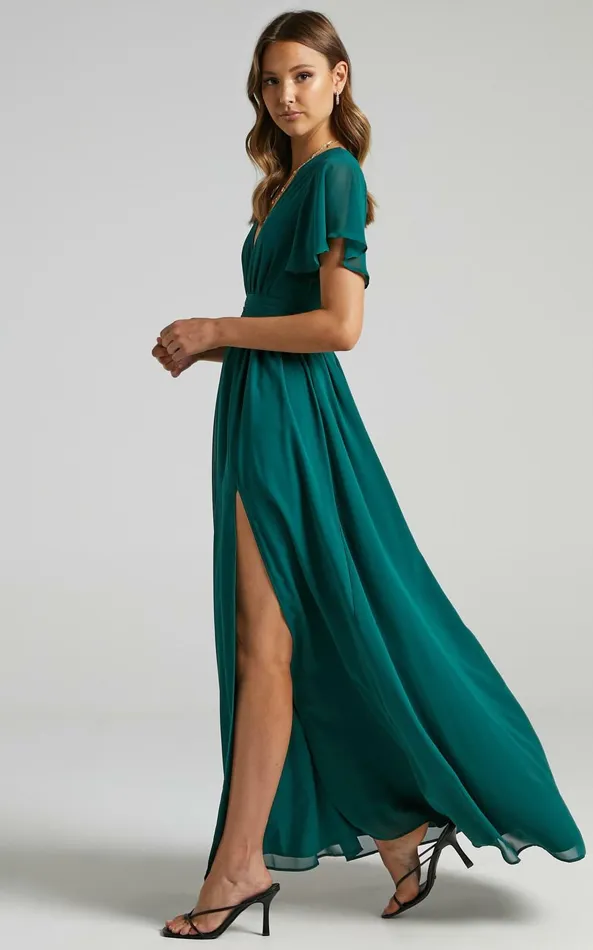 Showpo December Maxi Dress In Emerald Women Dresses