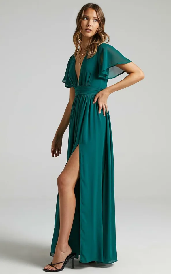 Showpo December Maxi Dress In Emerald Women Dresses