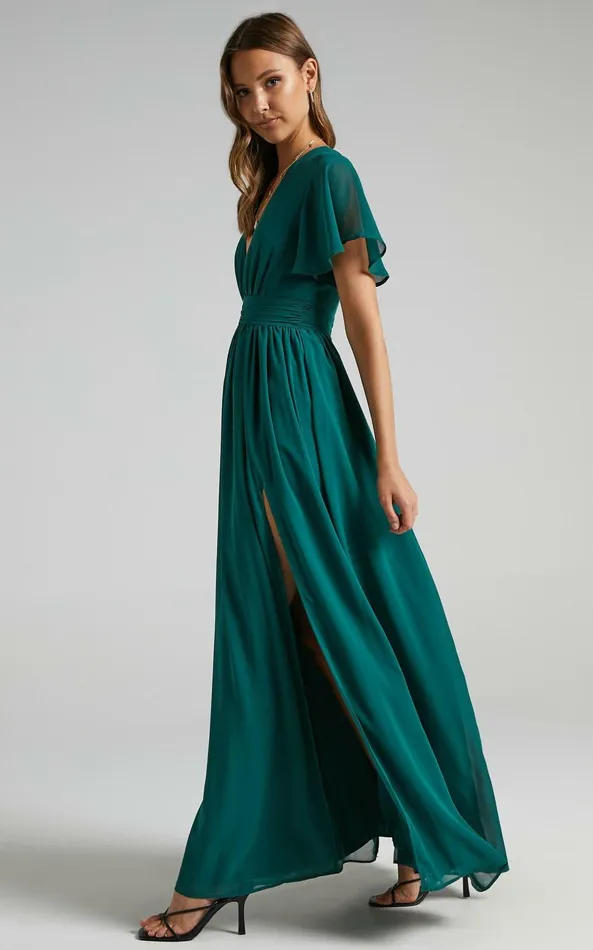 Showpo December Maxi Dress In Emerald Women Dresses