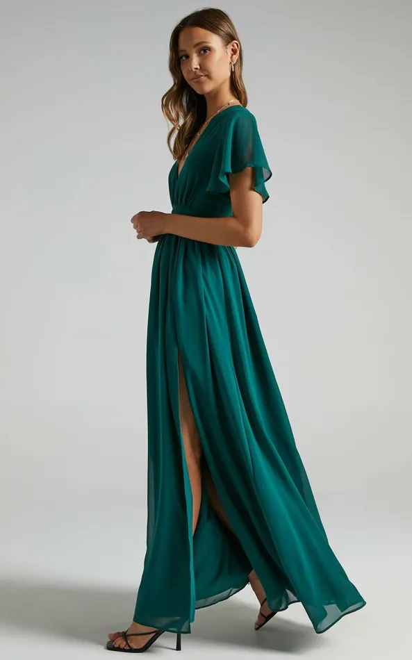 Showpo December Maxi Dress In Emerald Women Dresses