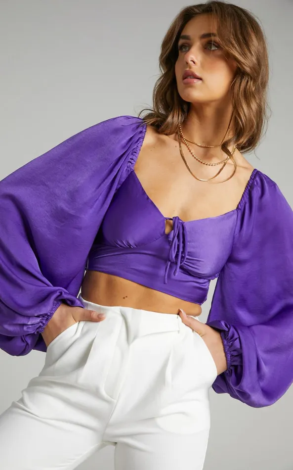 Showpo Delia Blouse 8211 Long Sleeve Blouse In Purple Women Tops