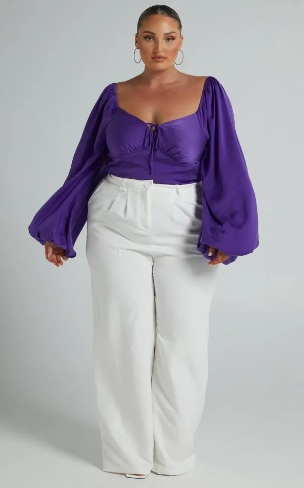 Showpo Delia Blouse 8211 Long Sleeve Blouse In Purple Women Tops