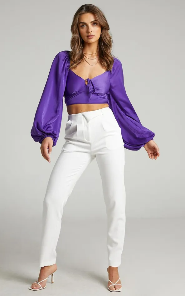 Showpo Delia Blouse 8211 Long Sleeve Blouse In Purple Women Tops