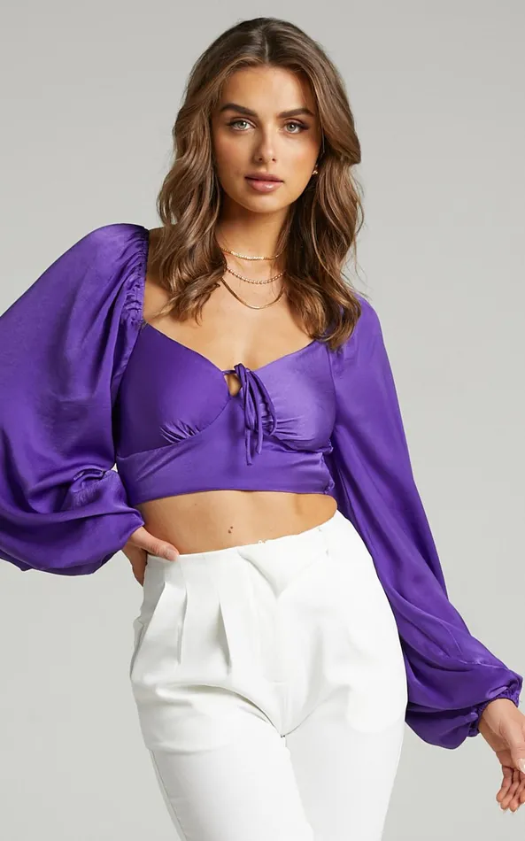 Showpo Delia Blouse 8211 Long Sleeve Blouse In Purple Women Tops