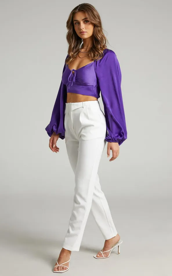 Showpo Delia Blouse 8211 Long Sleeve Blouse In Purple Women Tops