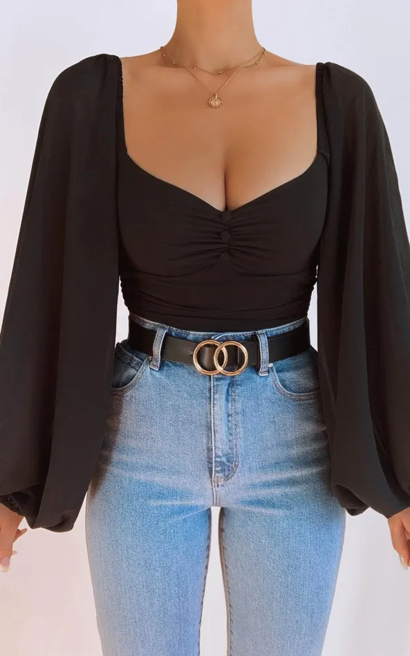 Showpo Dermot Bodysuit 8211 Balloon Sleeve Bodysuit In Black Women Curve Clothes Showpo Dermot Bodysuit 8211 Balloon Sleeve Bodysuit In Black Women Curve Clothes