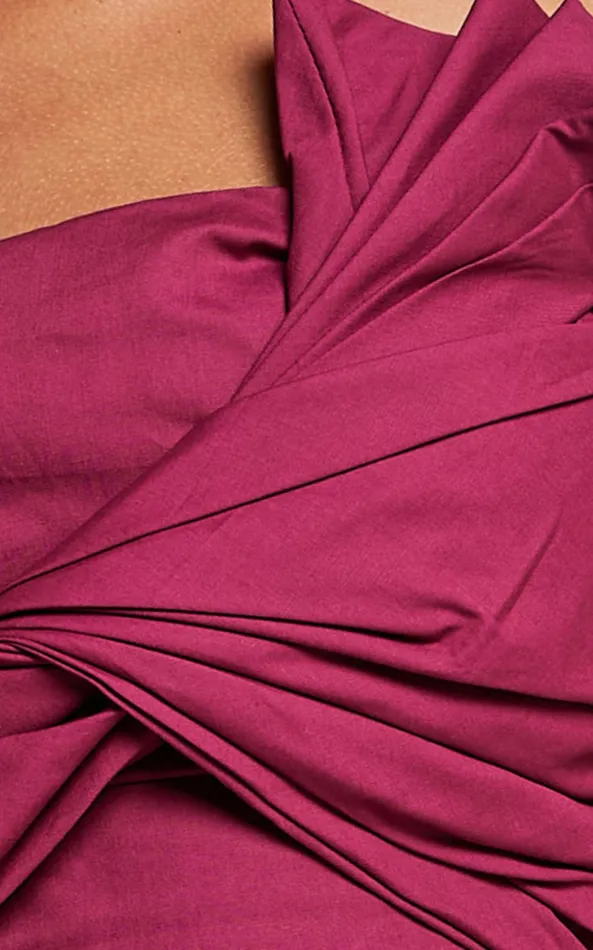 Showpo Destiny Two Piece Set 8211 Knot Detail Crop Top And Ruffle Maxi Skirt Set In Plum Women Two Piece Sets and Coords