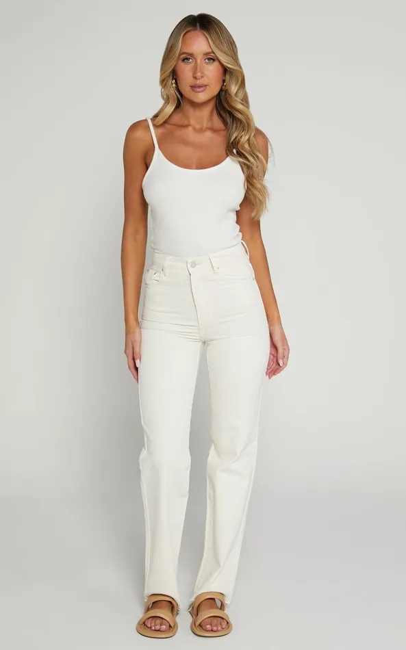 Showpo Dexter Jeans 8211 High Waisted Straight Leg Denim Jeans In Ecru Women Curve Clothes Showpo Dexter Jeans 8211 High Waisted Straight Leg Denim Jeans In Ecru Women Curve Clothes