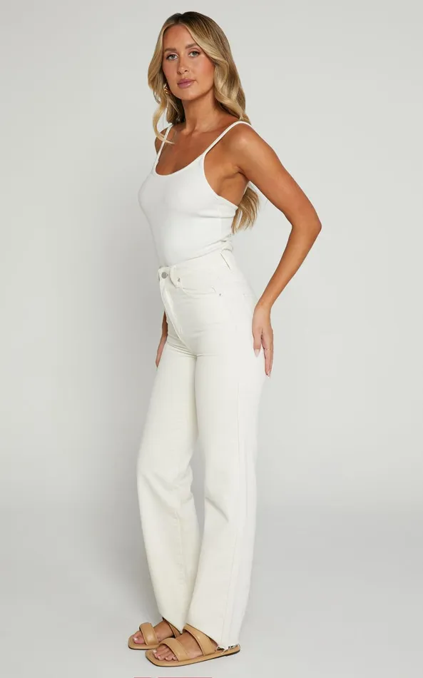 Showpo Dexter Jeans 8211 High Waisted Straight Leg Denim Jeans In Ecru Women Curve Clothes Showpo Dexter Jeans 8211 High Waisted Straight Leg Denim Jeans In Ecru Women Curve Clothes
