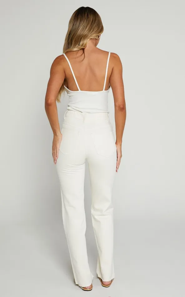 Showpo Dexter Jeans 8211 High Waisted Straight Leg Denim Jeans In Ecru Women Curve Clothes Showpo Dexter Jeans 8211 High Waisted Straight Leg Denim Jeans In Ecru Women Curve Clothes