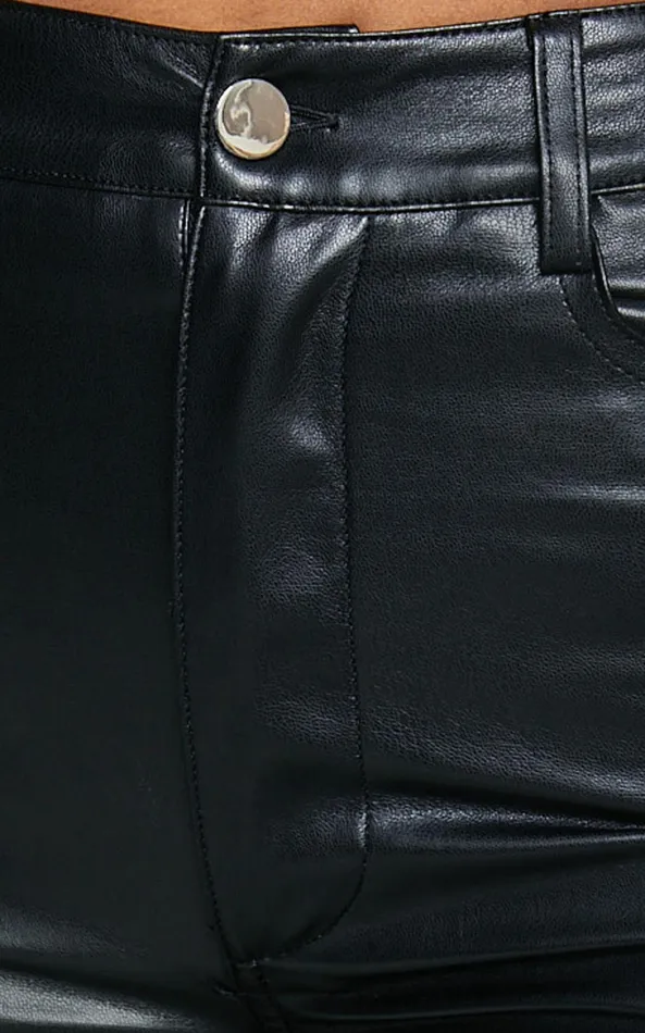Showpo Dilyene Pants 8211 Mid Waist Straight Leg Faux Leather Pants In Black Women Curve Clothes