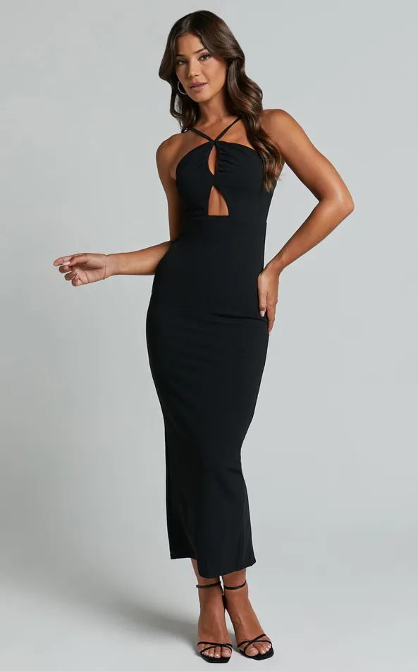 Showpo Dominika Midi Dress 8211 Halter Neck Cut Out Bodycon Dress In Black Women Dresses Showpo Dominika Midi Dress 8211 Halter Neck Cut Out Bodycon Dress In Black Women Dresses
