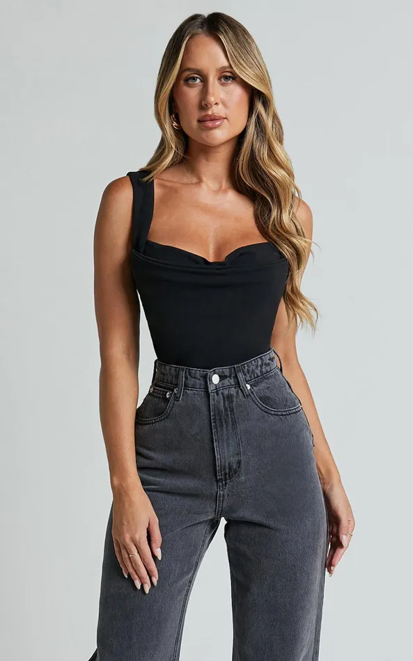Showpo Donna Top 8211 Cowl Neck Corset Top In Black Women Tops