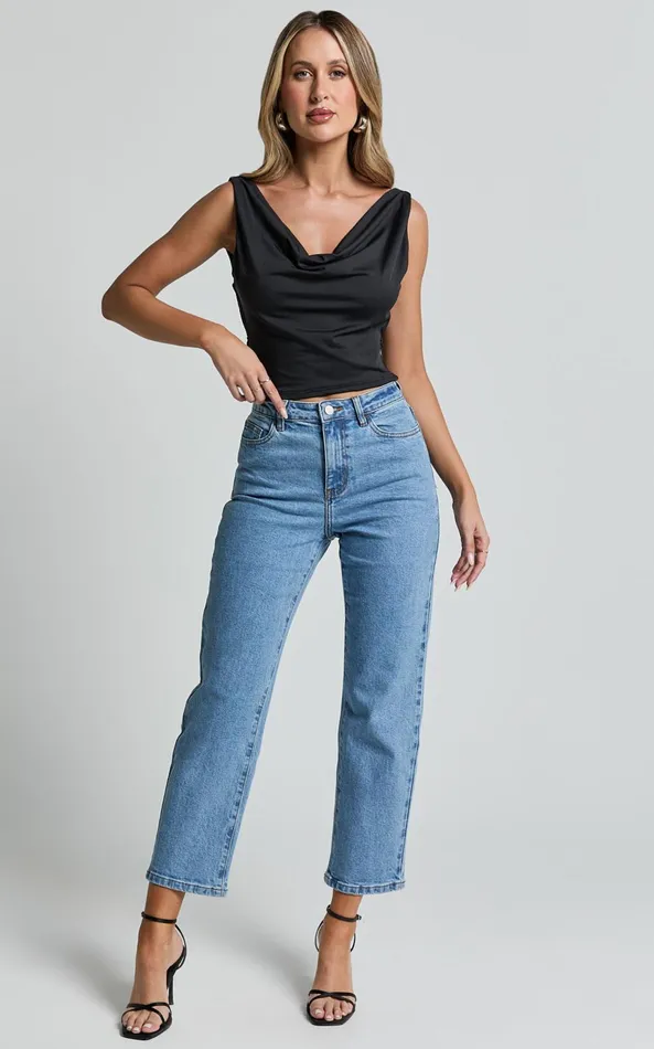 Showpo Doris Top 8211 Cowl Neck Crop Top In Black Women Tops