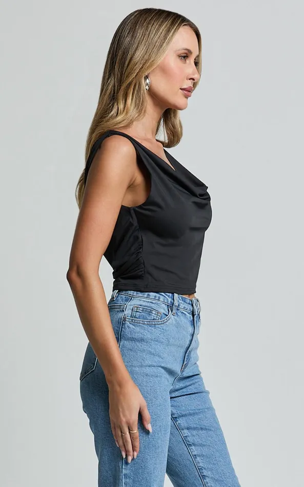Showpo Doris Top 8211 Cowl Neck Crop Top In Black Women Tops