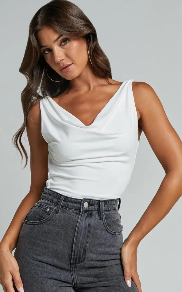 Showpo Doris Top 8211 Cowl Neck Crop Top In White Women Tops