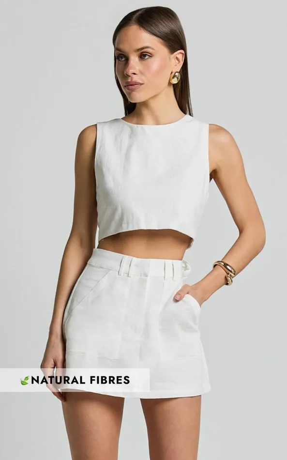 Showpo Dream Skort 8211 High Waisted A Line Skort In Off White Women Shorts