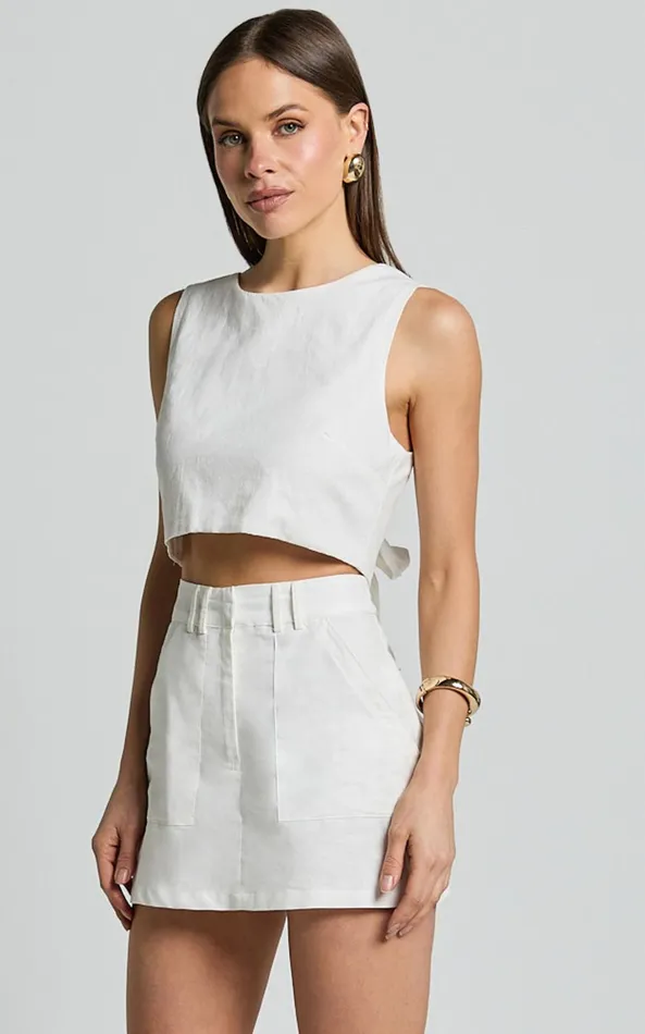 Showpo Dream Skort 8211 High Waisted A Line Skort In Off White Women Shorts