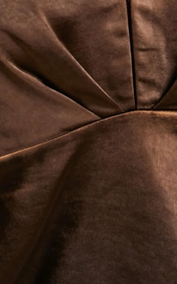 Showpo Dreanna Mini Dress 8211 Plunge Tie Halter Neck Low Back Satin Dress In Chocolate Women Dresses