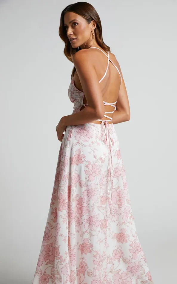 Showpo Ebielle Midi Dress 8211 Tie Up Back Slip Dress In Pastel Spring Floral Women Dresses