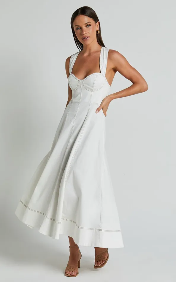 Showpo Edeline Midi Dress 8211 Wide Strap Sweetheart Bust Dress In White Women Dresses Showpo Edeline Midi Dress 8211 Wide Strap Sweetheart Bust Dress In White Women Dresses