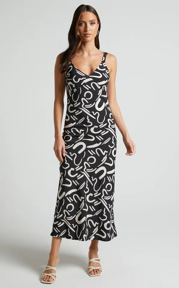 Showpo Eden Midi Dress 8211 Wide Strap Slip Dress In Black Women Dresses