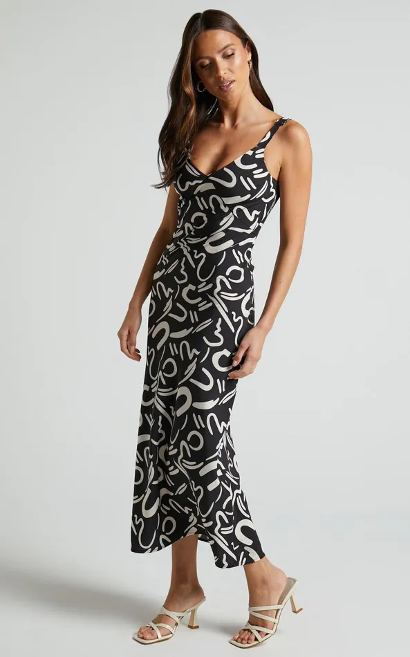 Showpo Eden Midi Dress 8211 Wide Strap Slip Dress In Black Women Dresses