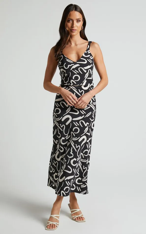 Showpo Eden Midi Dress 8211 Wide Strap Slip Dress In Black Women Dresses