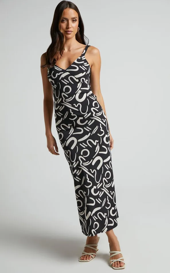 Showpo Eden Midi Dress 8211 Wide Strap Slip Dress In Black Women Dresses