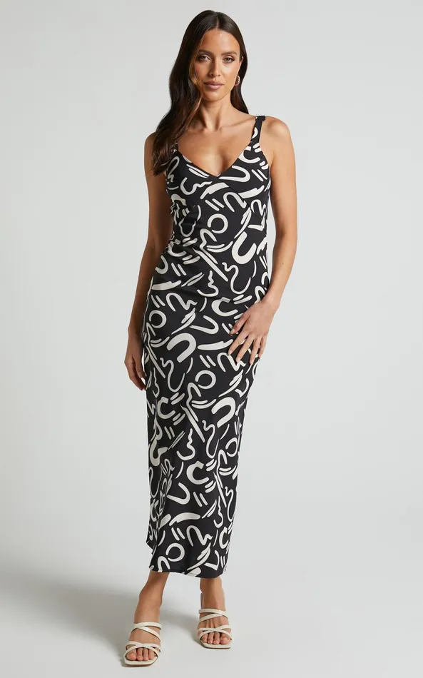 Showpo Eden Midi Dress 8211 Wide Strap Slip Dress In Black Women Dresses
