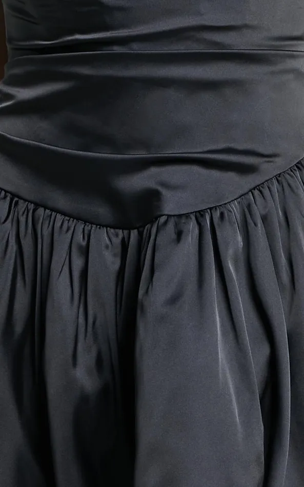Showpo Edina Mini Dress 8211 Strapless Drop Waist Puff Ball Dress In Black Women Dresses