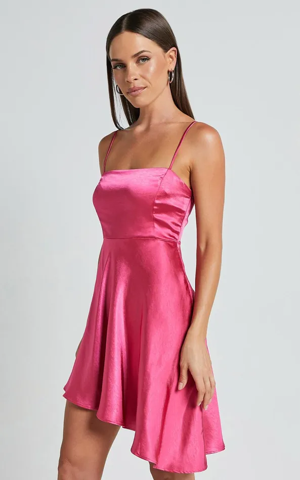 Showpo Eirik Mini Dress 8211 Strapless Asymmetrical Fit and Flare Dress In Pink Women Dresses Showpo Eirik Mini Dress 8211 Strapless Asymmetrical Fit and Flare Dress In Pink Women Dresses