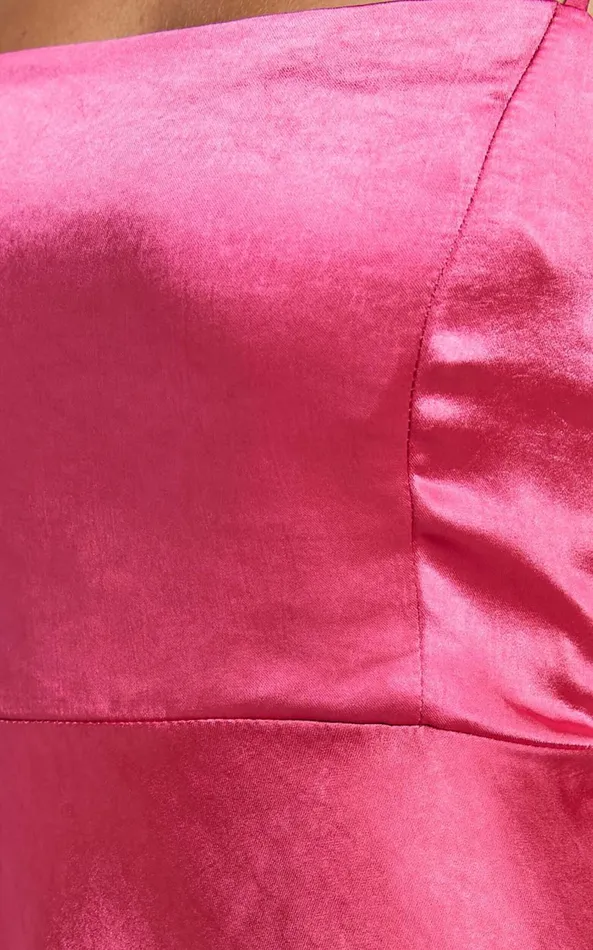 Showpo Eirik Mini Dress 8211 Strapless Asymmetrical Fit and Flare Dress In Pink Women Dresses
