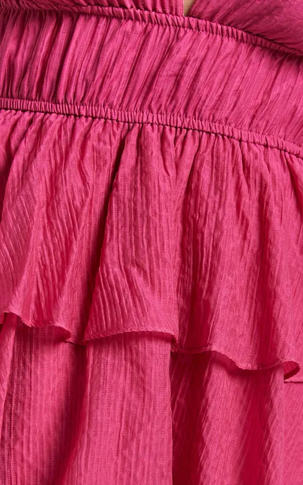 Showpo Elbertine Mini Dress 8211 Flutter Sleeve Pleated Dress In Hot Pink Women Dresses