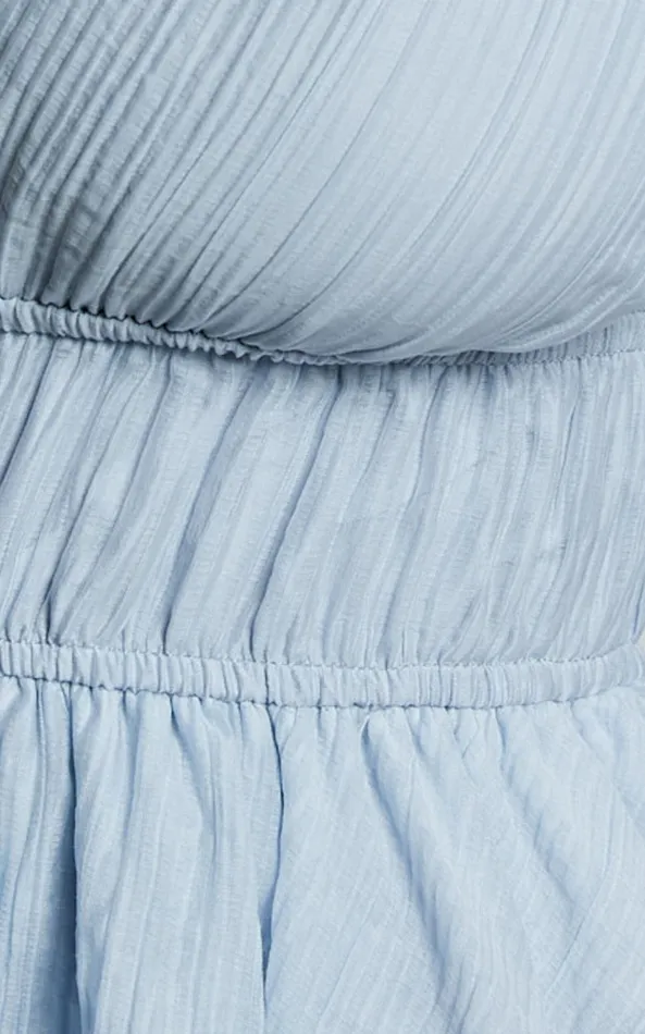 Showpo Elbertine Mini Dress 8211 Flutter Sleeve Pleated Dress In Pale Blue Women Dresses