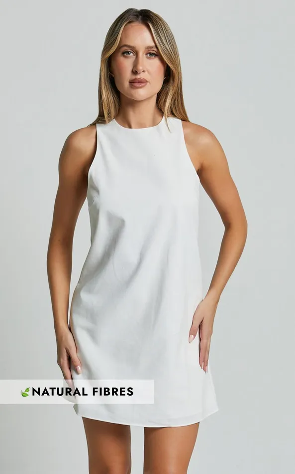 Showpo Elda Mini Dress 8211 Linen Look High Neck Shift Dress In Off White Women Dresses Showpo Elda Mini Dress 8211 Linen Look High Neck Shift Dress In Off White Women Dresses