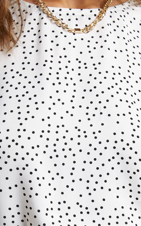 Showpo Eleanor Top 8211 Short Sleeve Top In White Spot Women Curve Clothes