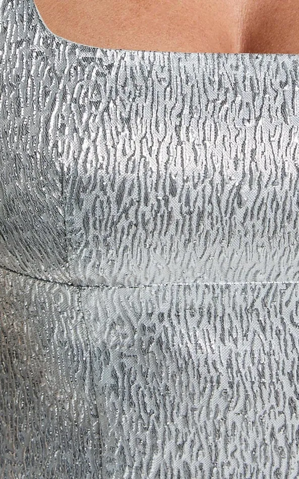 Showpo Elena Top 8211 Metallic Jacquard Square Neck Top In Silver Women Tops