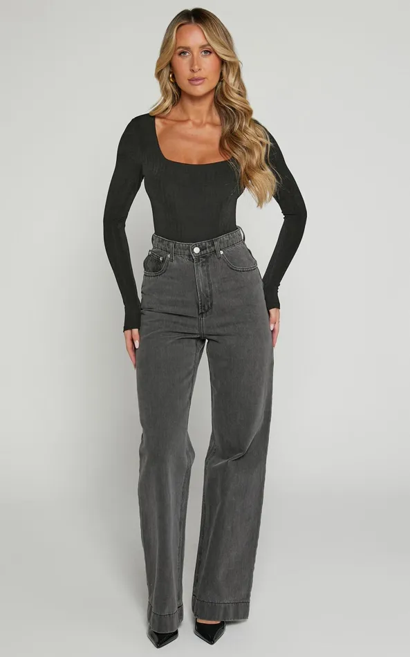 Showpo Eleonie Bodysuit 8211 Square Neck Ribbed Bodysuit In Black Women Basics