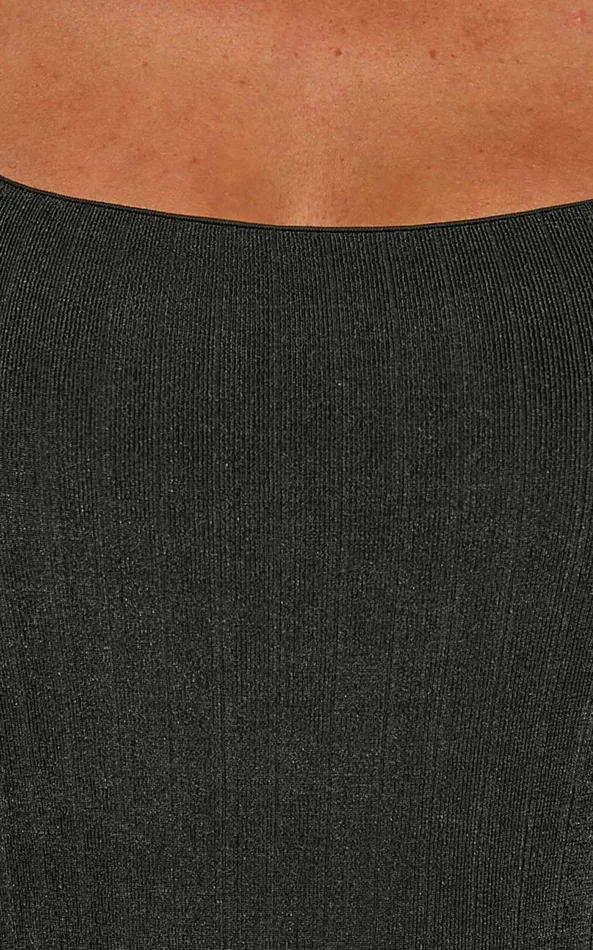 Showpo Eleonie Bodysuit 8211 Square Neck Ribbed Bodysuit In Black Women Basics