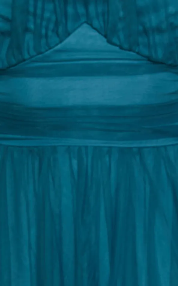 Showpo Eleonor Midi Dress 8211 Halter Neck Bust Gathering Tulle Dress In Teal Women Dresses