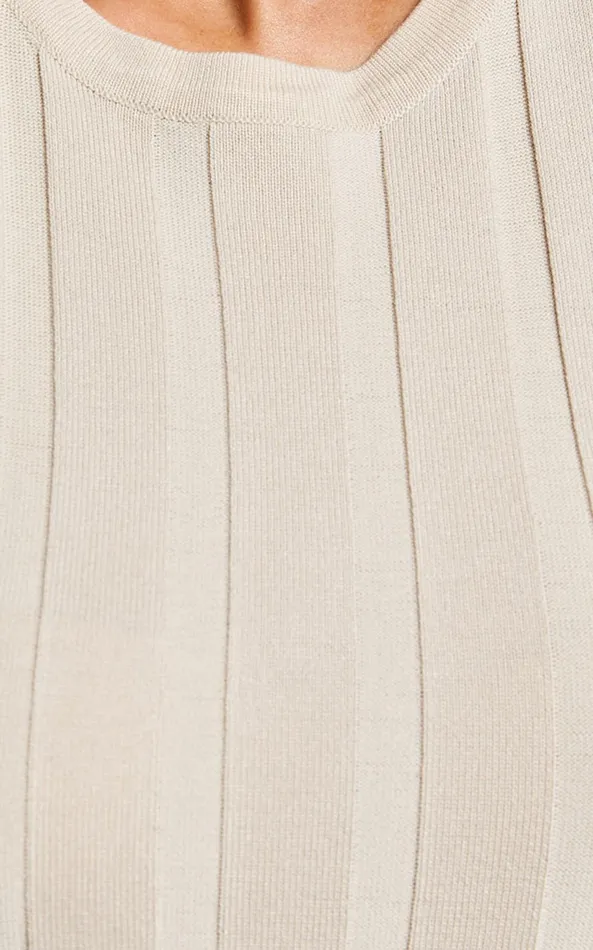 Showpo Elfha Midi Dress 8211 Wide Rib Short Sleeve Knit Midi Dress In Sand Women Dresses