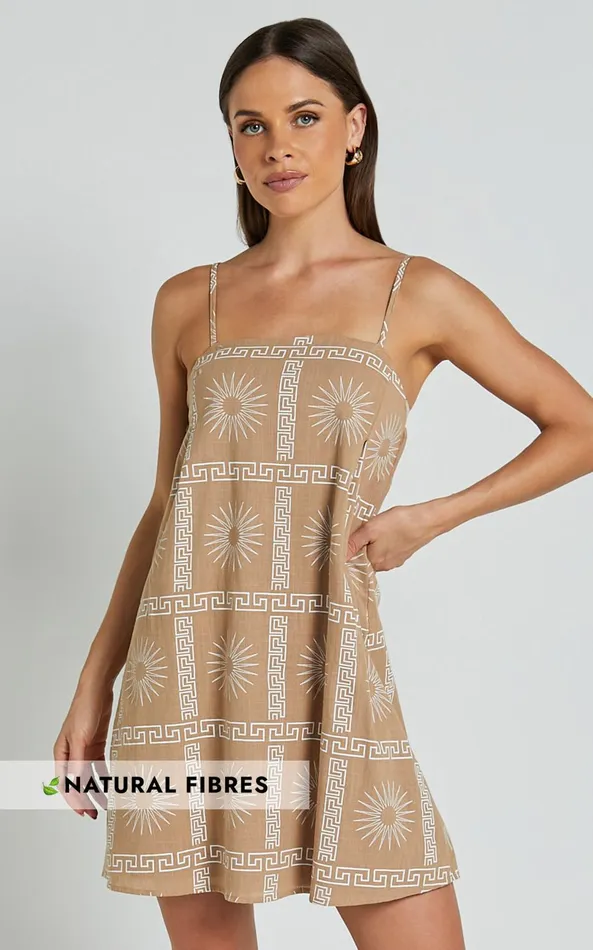 Showpo Elia Mini Dress 8211 Straight Neck Sleeveless Slip Dress In TanWhite Women Dresses Showpo Elia Mini Dress 8211 Straight Neck Sleeveless Slip Dress In TanWhite Women Dresses