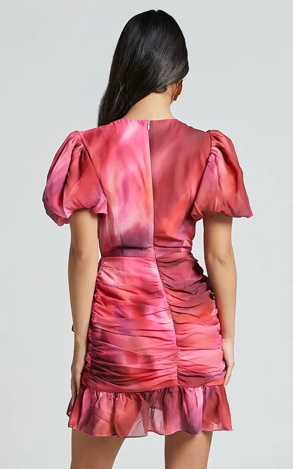 Showpo Eliza Mini Dress 8211 Bishop Sleeve Button Front Dress In Blushing Haze Women Dresses