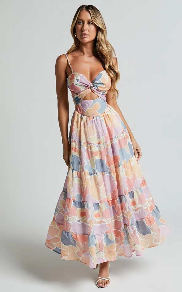 Showpo Elizabeth Maxi Dress 8211 Tie Strap Cut Out Front Tiered Dress In Print Women Dresses Showpo Elizabeth Maxi Dress 8211 Tie Strap Cut Out Front Tiered Dress In Print Women Dresses