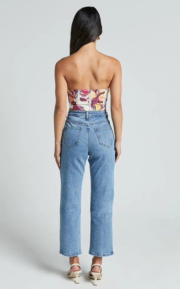 Showpo Elizabeth Top 8211 Strapless Corset Crop Top In Dahlia Dusk Floral Women Tops