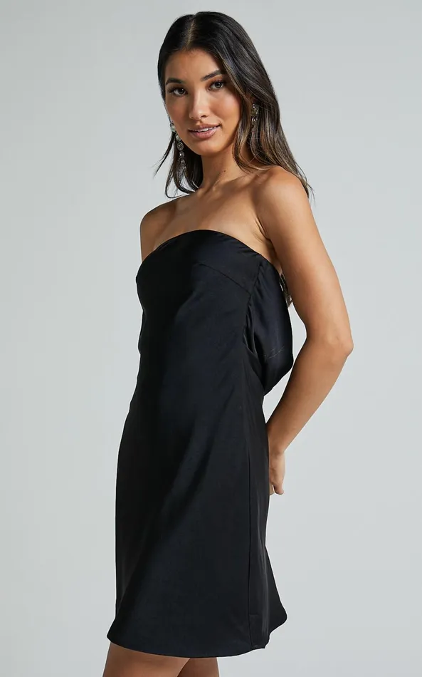 Showpo Elliott Mini Dress 8211 Strapless Cowl Back Dress In Black Women Dresses